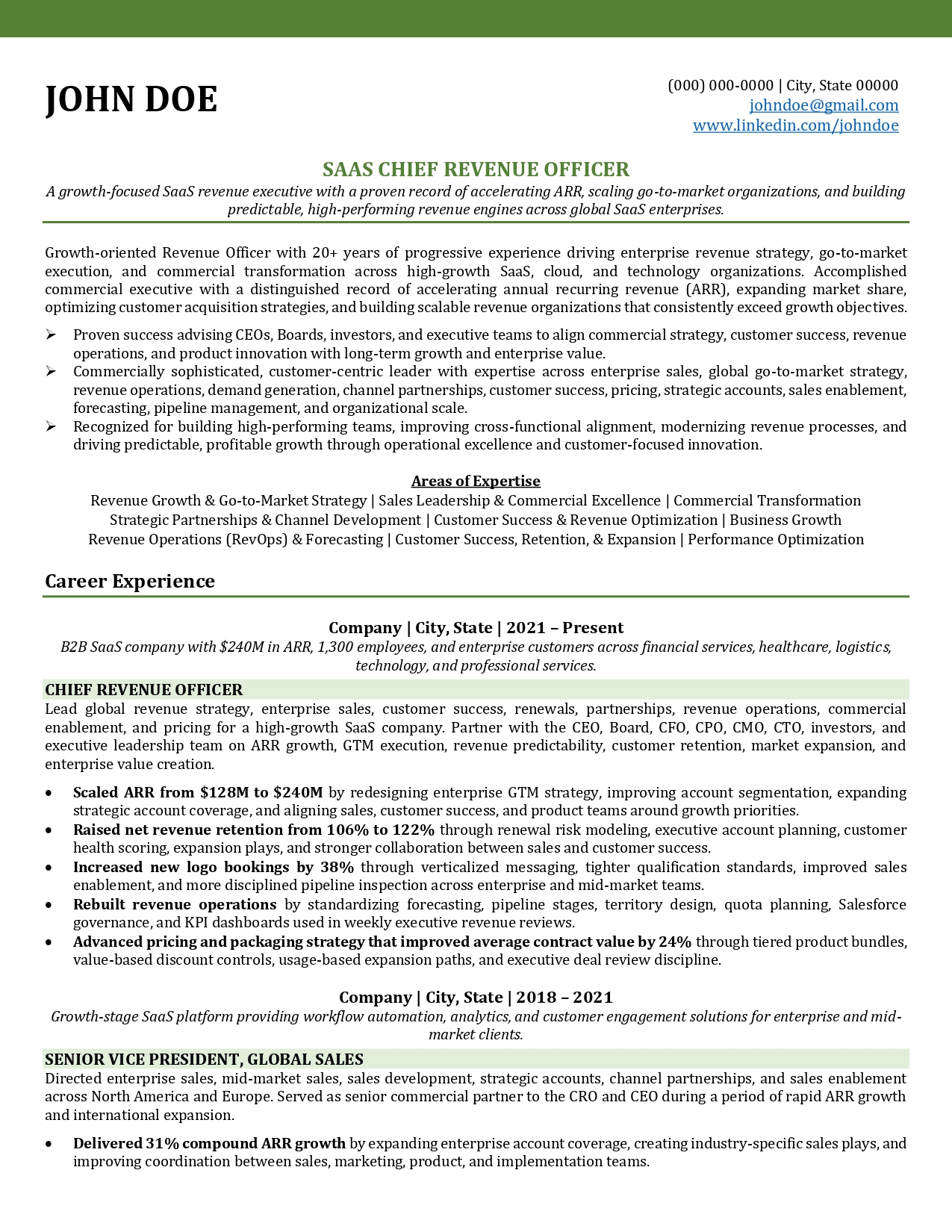 CRO resume example preview